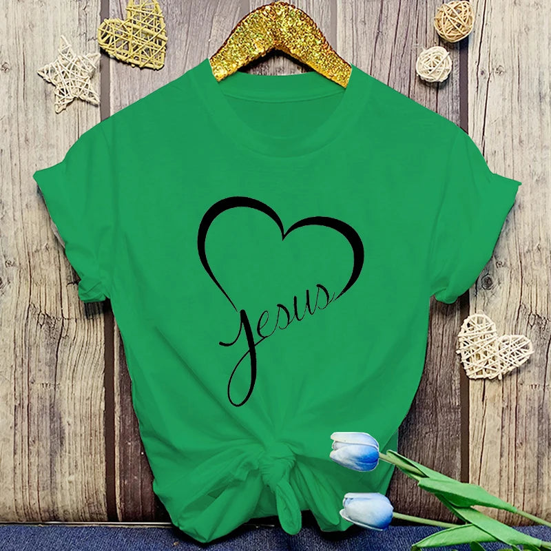 New Hot Christianity Jesus Love Print T-Shirts Women Men Summer Casual T-Shirts O Neck Short-Sleeved T-Shirts Fashion Shirts Tee