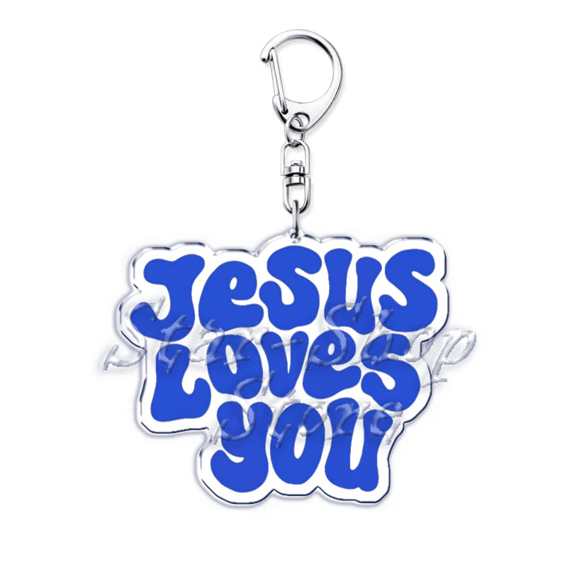 Jesus Loves You Letter Keychains Christian God Bible Quote Keyring for Accessories Bag Pendant Key Chain Jewelry Fans Lover Gift