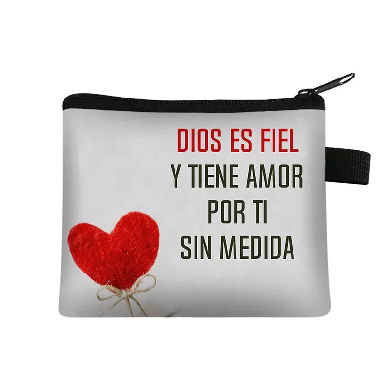 Christian Gift Bible Verse Wallet  Women Coin Purse Con Dios Todo Es Posible Money Bag Small Handbag Floral Purses