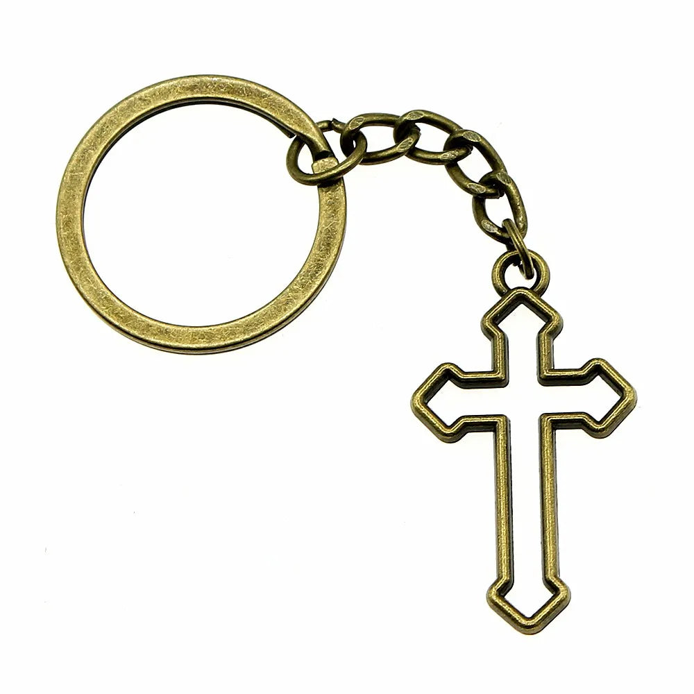 1 Piece Vintage Jesus Christianity Accessory Car Keychain Cross Keychain Handmade DIY Jewelry Car Key Chain Ring Holder For Men