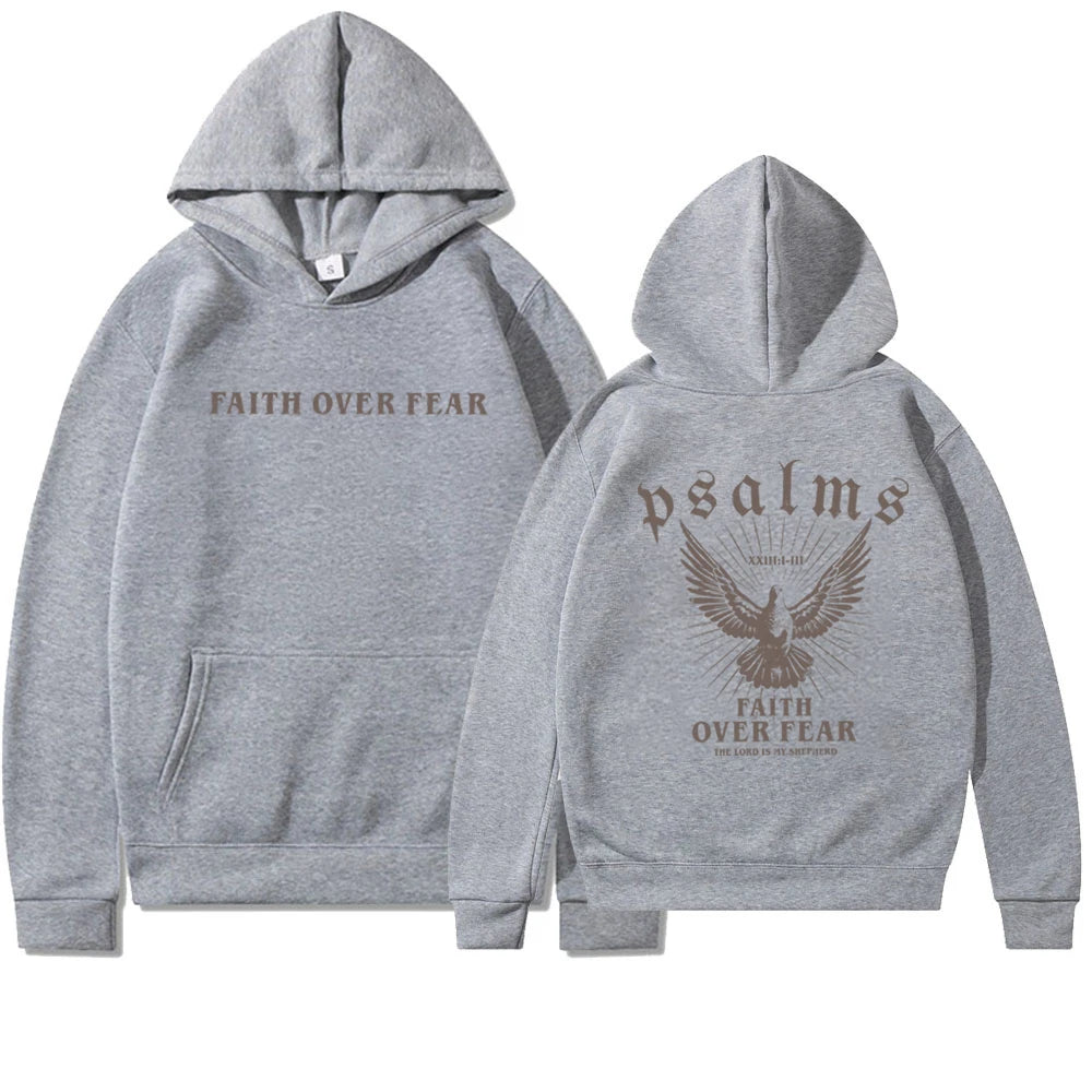 Faith Over Fear Hoodie Bible Verse Shirt Christian Clothes Christian Merch Jesus Is King Motivational Sweater Religious Hoodies