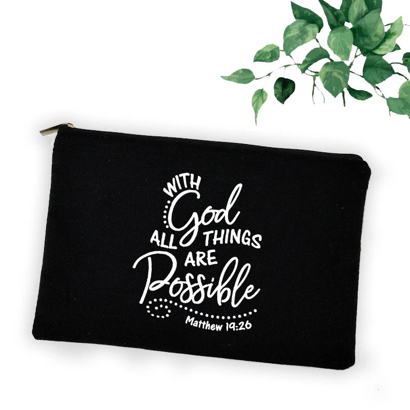 Cross Jesus Faith Christian Cosmetic Bag Girl Lipstick Bags Women Make Up Organizer Pouch Toiletry Case Pencil Bag Easter Gifts