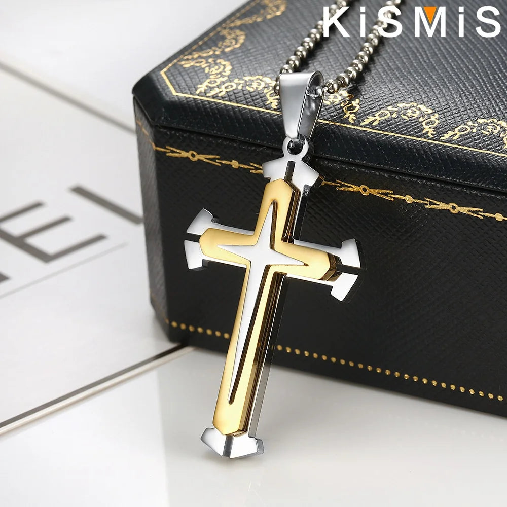 1PC Stainless Steel Cross Necklace Pendant Jewelry