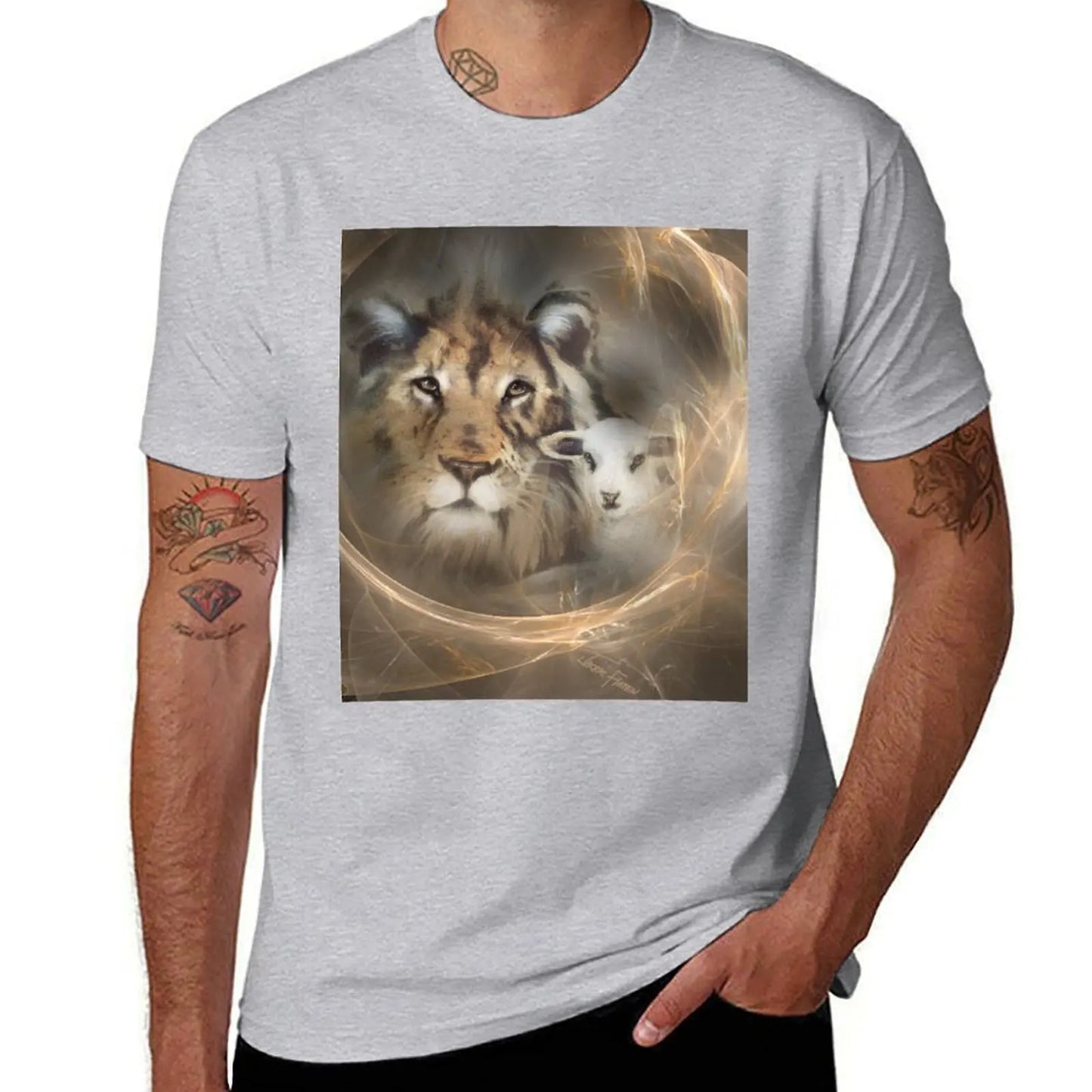 Lion Lamb Christ Jesus Christian Spirituality Gifts Popular Best Selling Beautiful Men's T Shirts