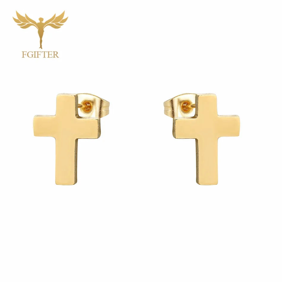 12 Pairs Pack Stainless Steel Earrings Set Cross Jesus Ear Studs Piercing Jewelry Wholesale Christian Catholicism Accessories