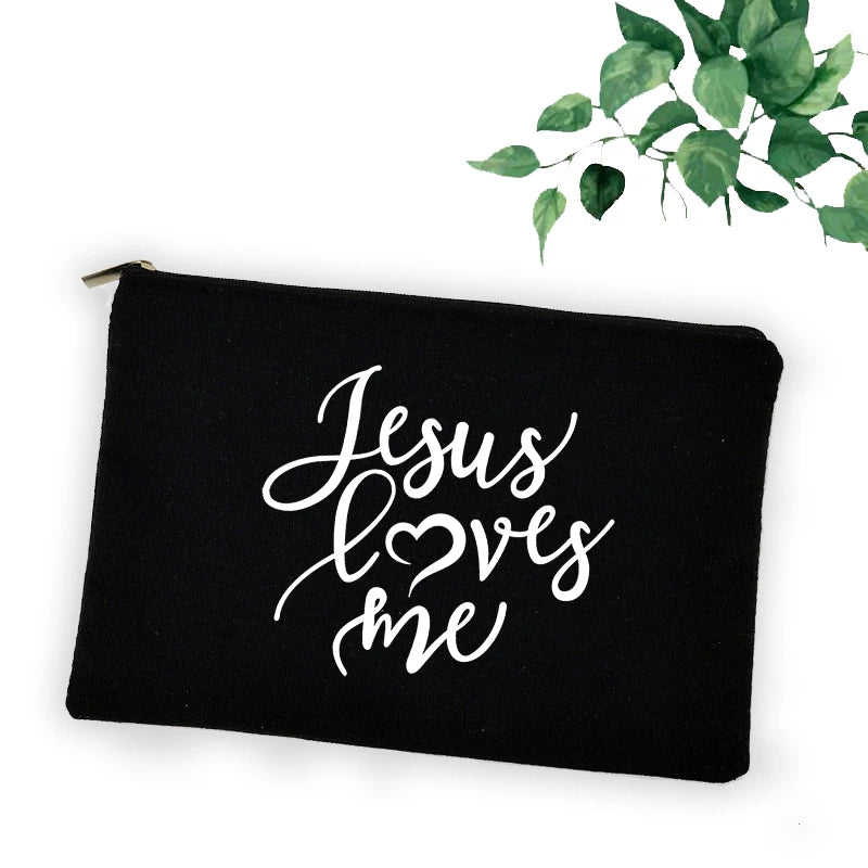 Cross Jesus Faith Christian Cosmetic Bag Girl Lipstick Bags Women Make Up Organizer Pouch Toiletry Case Pencil Bag Easter Gifts
