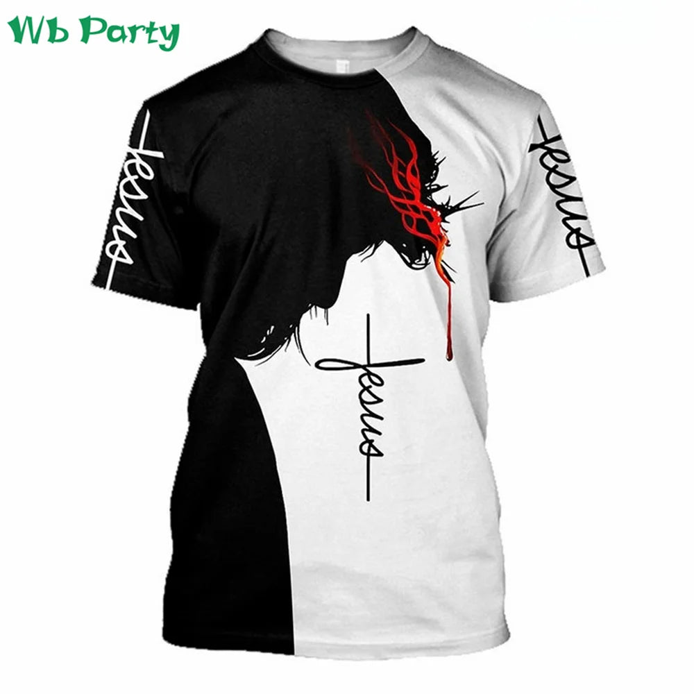 Jesus Pattern Print Designer Clothes Men Jesus Print T shirts for Men Jesus Shirts Graphic Tee Men's Summer Clothes Designer Tee