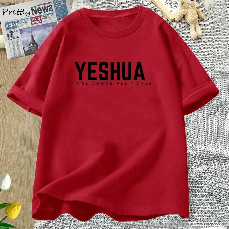Vintage Yeshua Christian T-Shirt Women Faith Tshirt Jesus Cotton Short Sleeve Letter Print T Shirt Unisex Streetwear God Tops