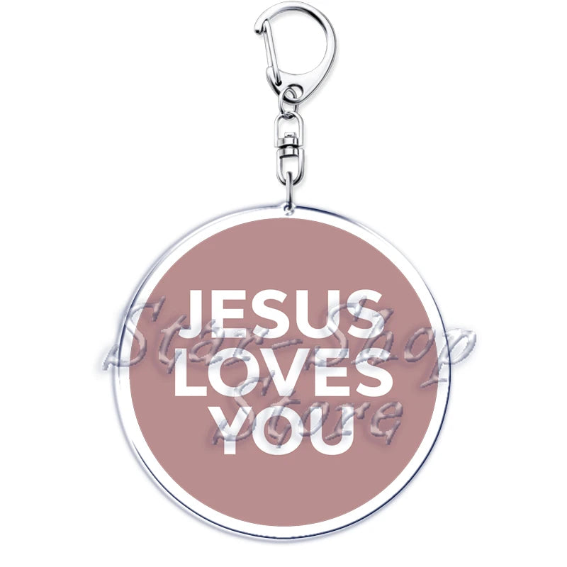 Jesus Loves You Letter Keychains Christian God Bible Quote Keyring for Accessories Bag Pendant Key Chain Jewelry Fans Lover Gift