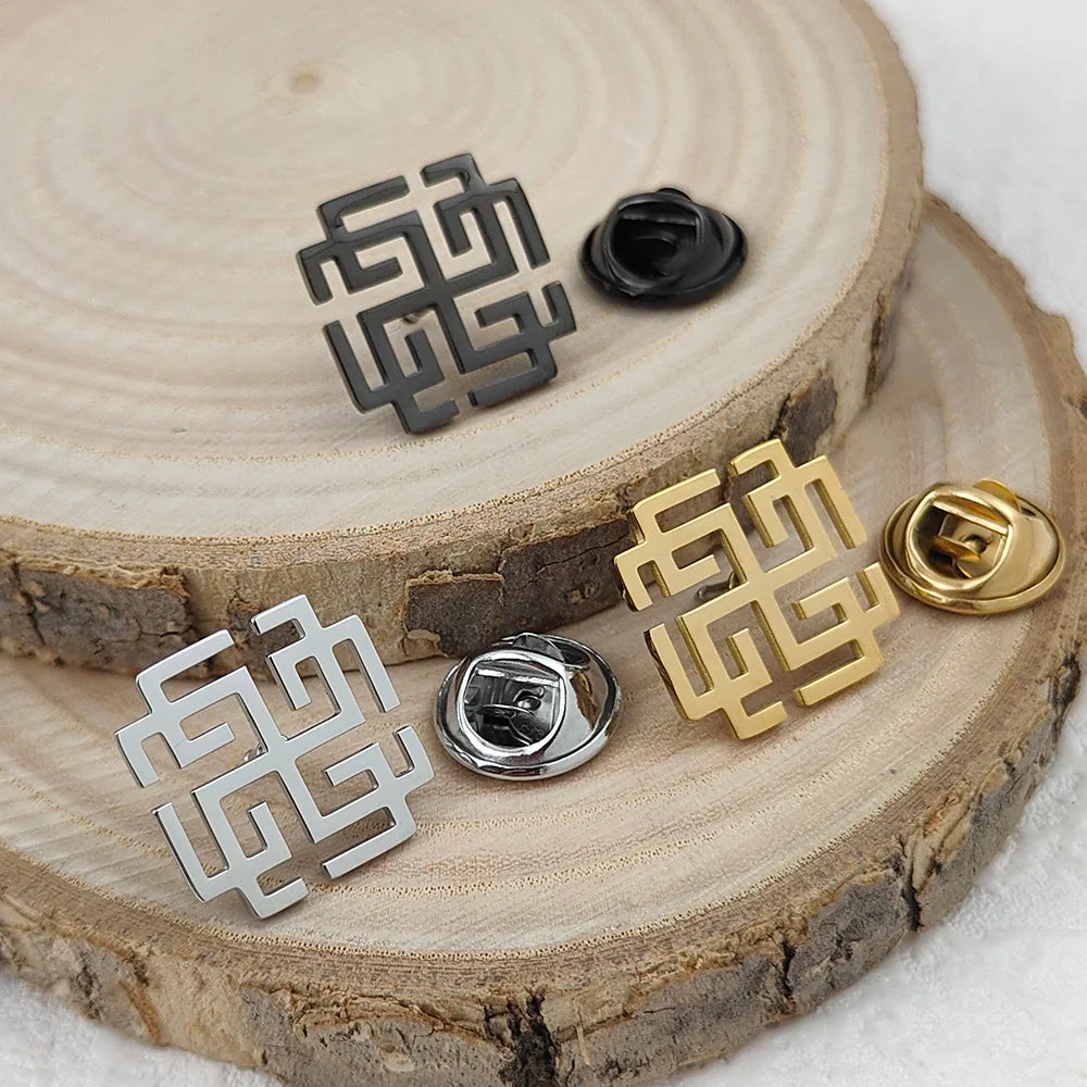 Retro Cross of Lilies Brooches for Men Stainless Steel Christian Cross Symbol Badge Groom Suit Lapel Pin Wedding Accessories