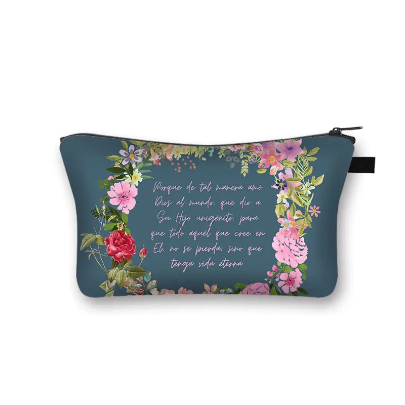 Christian Bible Verse in Spanish Cosmetic Case Con Dios Todo Es Posible Makeup Bag Dios Es Amor Beauty Bag Wash Bag Cosmetic Bag