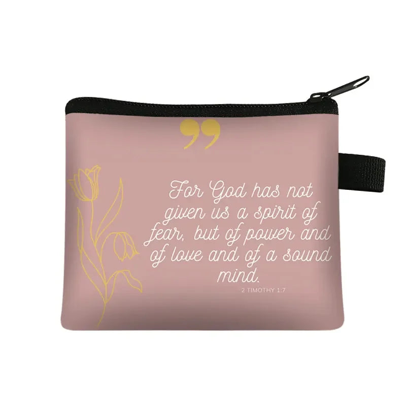 Christian Bible Verse Coin Purse Women Wallet The Lord Sustains Me Money Bag Small Handbag Floral Purses ID Credit Card Holder