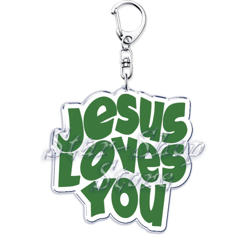 Jesus Loves You Letter Keychains Christian God Bible Quote Keyring for Accessories Bag Pendant Key Chain Jewelry Fans Lover Gift