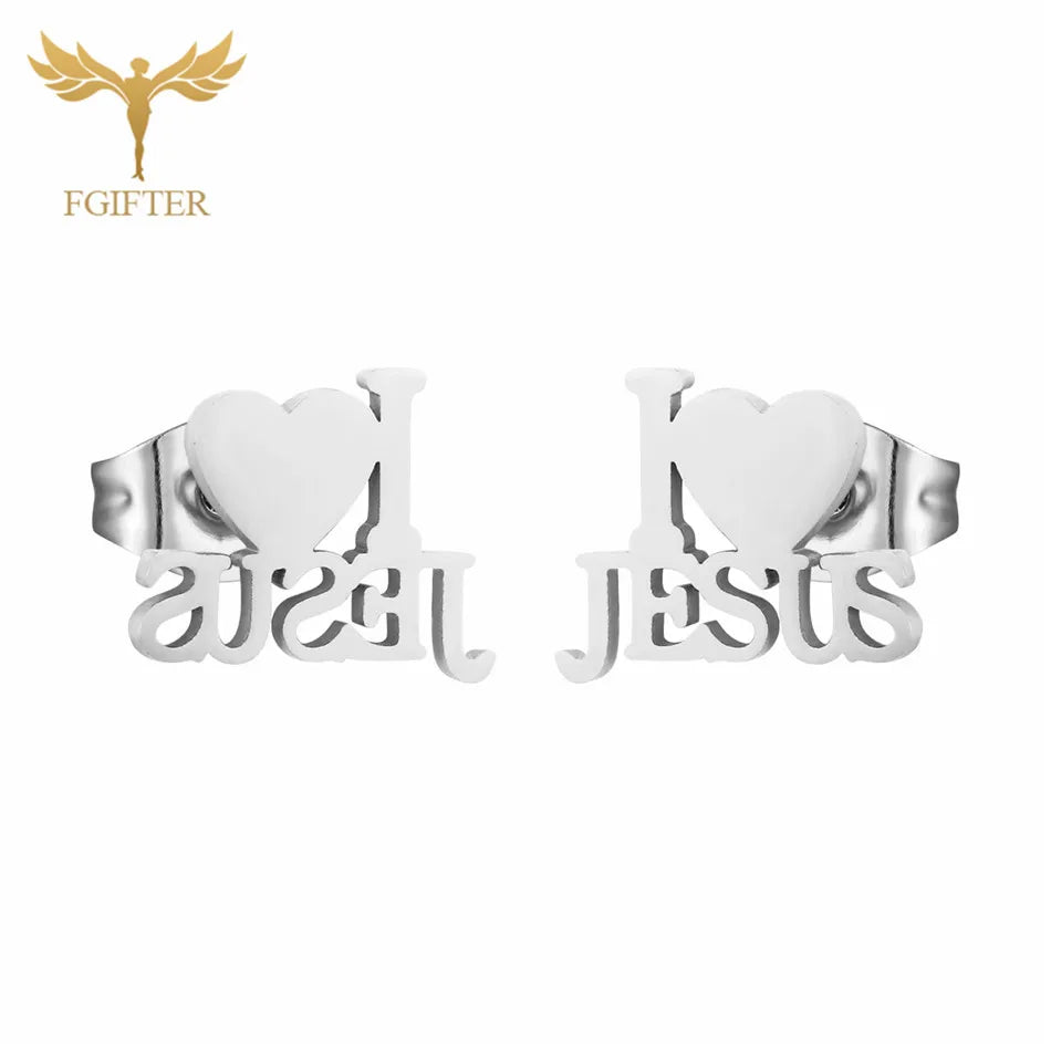 12 Pairs Pack Stainless Steel Earrings Set Cross Jesus Ear Studs Piercing Jewelry Wholesale Christian Catholicism Accessories