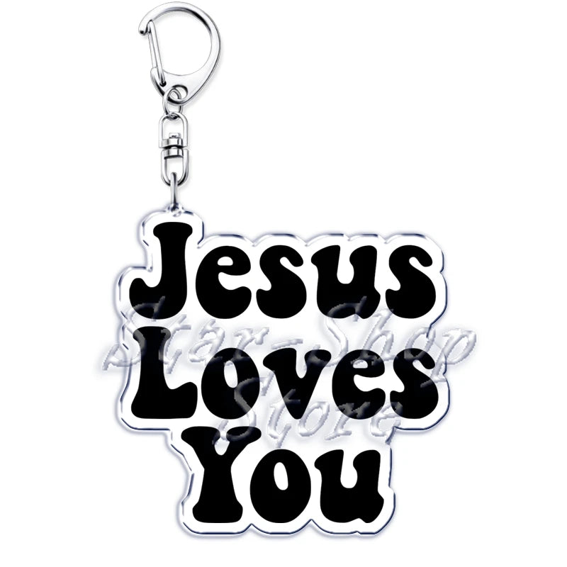 Jesus Loves You Letter Keychains Christian God Bible Quote Keyring for Accessories Bag Pendant Key Chain Jewelry Fans Lover Gift