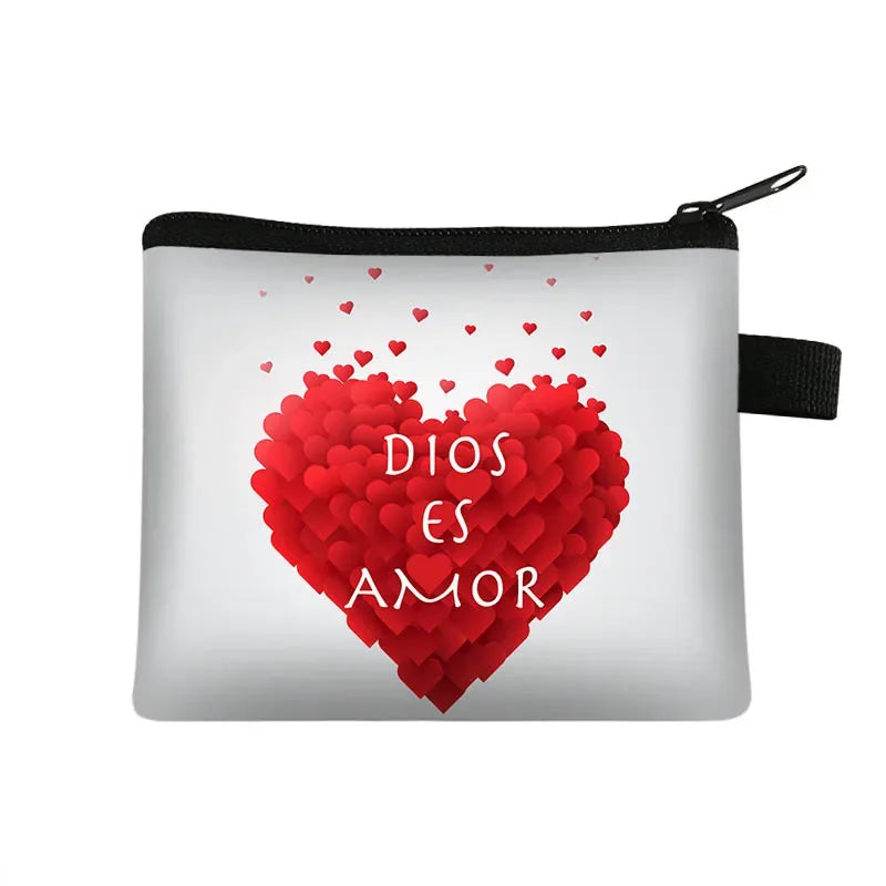 Christian Gift Bible Verse Wallet  Women Coin Purse Con Dios Todo Es Posible Money Bag Small Handbag Floral Purses