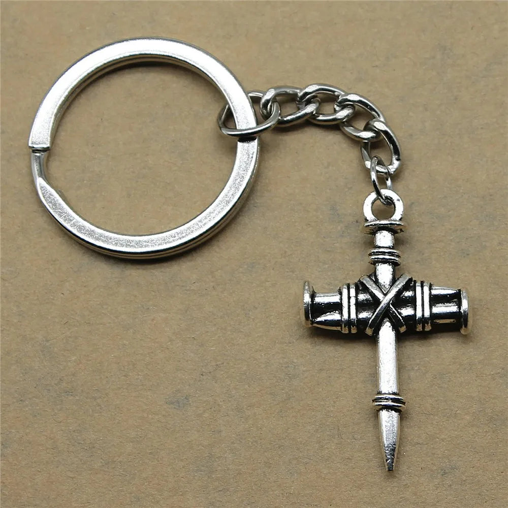 1 Piece Vintage Jesus Christianity Accessory Car Keychain Cross Keychain Handmade DIY Jewelry Car Key Chain Ring Holder For Men