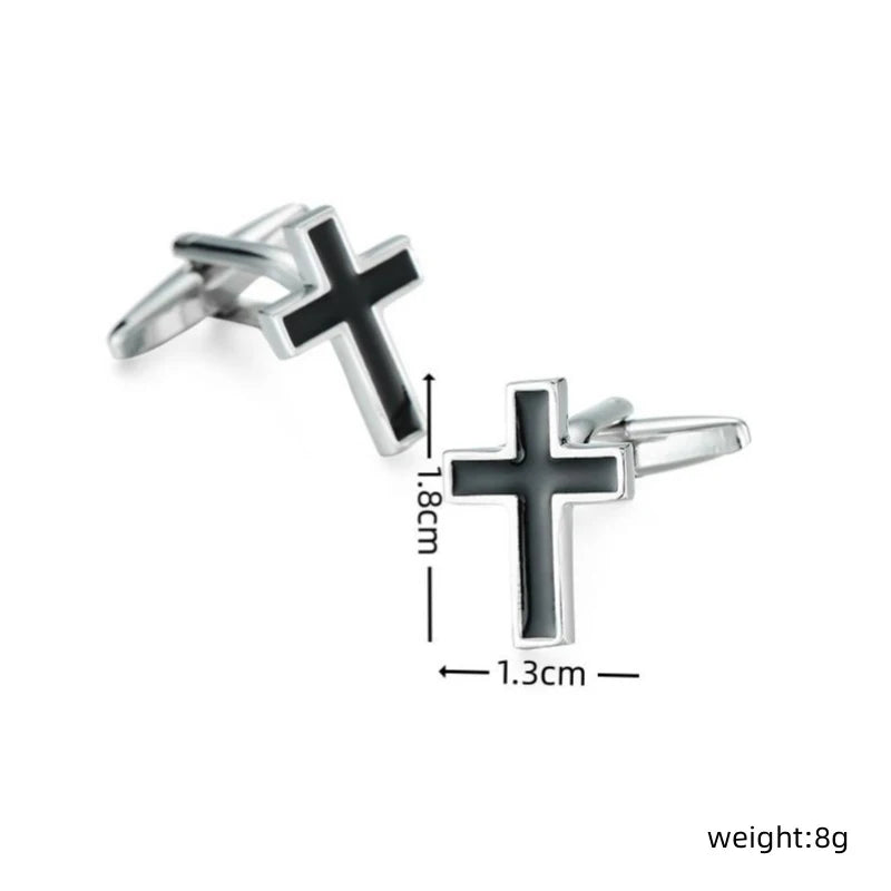 Luxury shirt christians cufflinks for mens gift Brand cuff buttons Iron Cross cuff links Black High Quality abotoaduras Jewelry