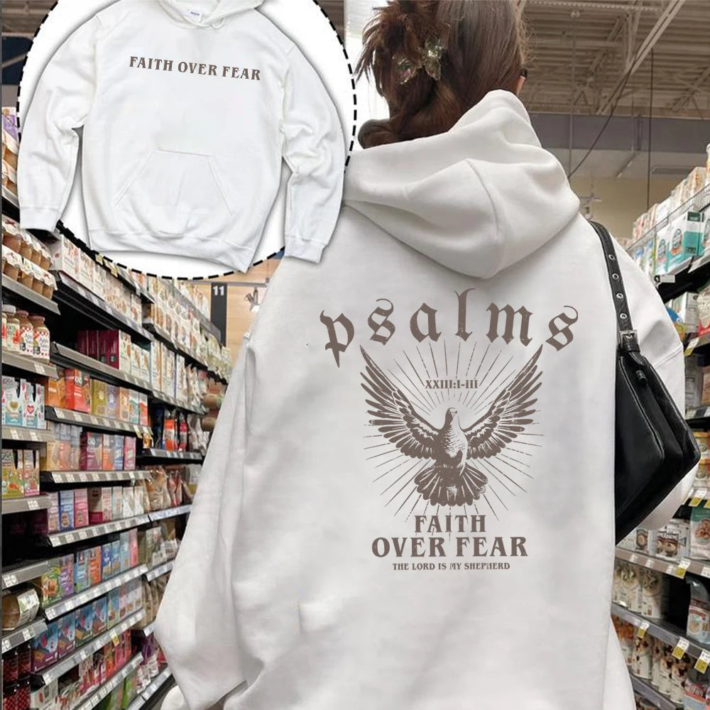 Faith Over Fear Hoodie Bible Verse Shirt Christian Clothes Christian Merch Jesus Is King Motivational Sweater Religious Hoodies