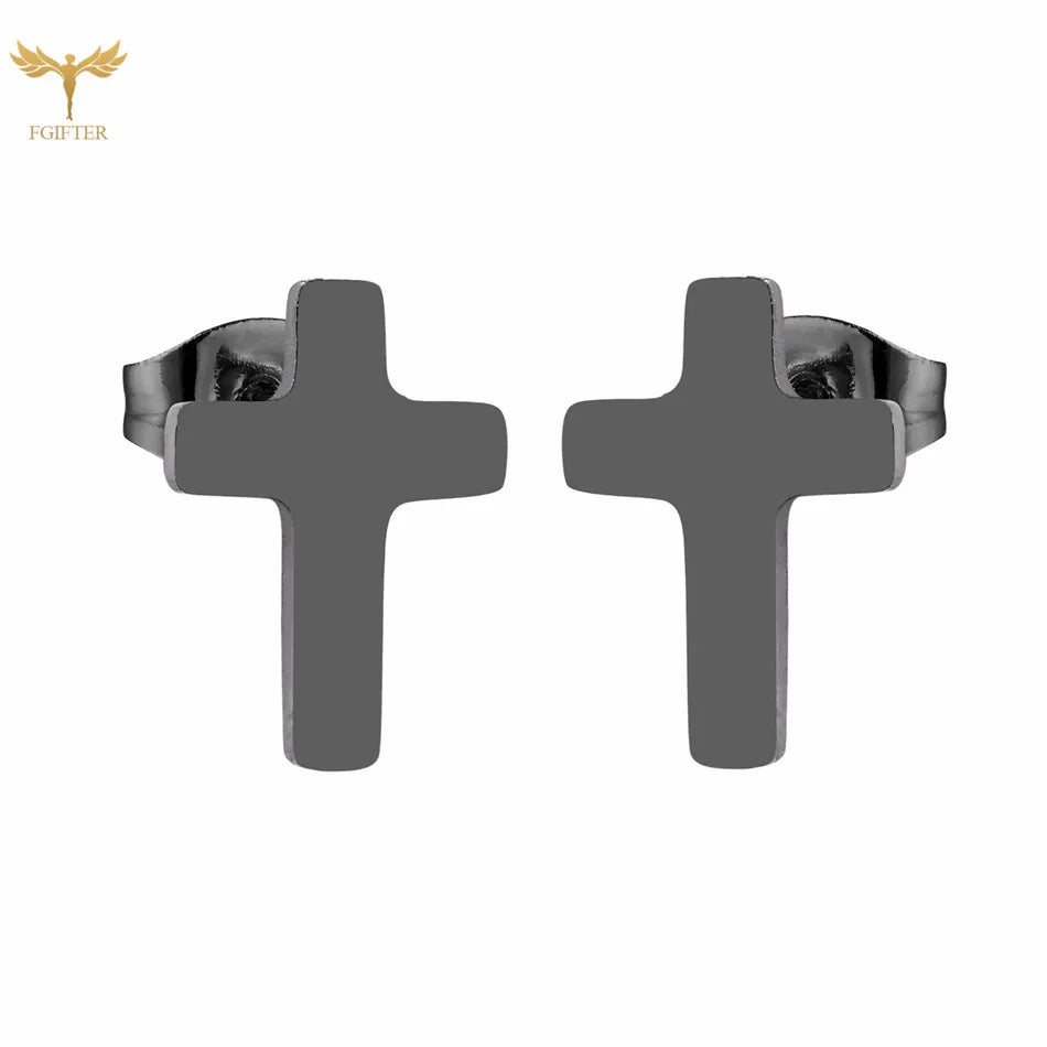 12 Pairs Pack Stainless Steel Earrings Set Cross Jesus Ear Studs Piercing Jewelry Wholesale Christian Catholicism Accessories