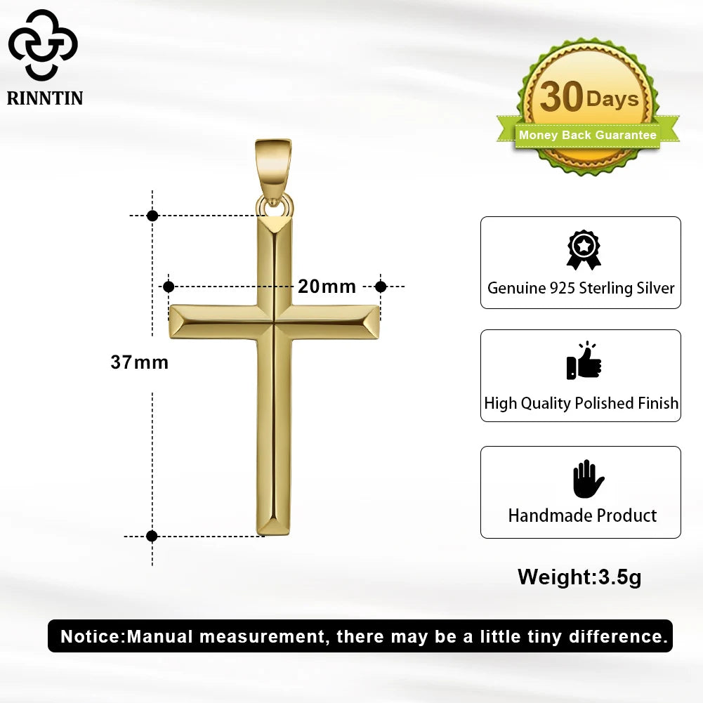925 Sterling Silver Simple Cross Pendant for Women Men Pure Silver Fashion Christian Religious Jewelry Chain Gift SNMN01
