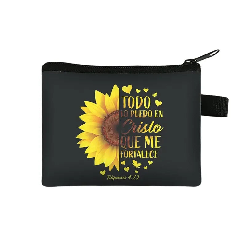 Bible Verse in Spanish Wallet Women Coin Purse Christian Gift Con Dios Todo Es Posible Money Bag Dios Es Amor Small Purses
