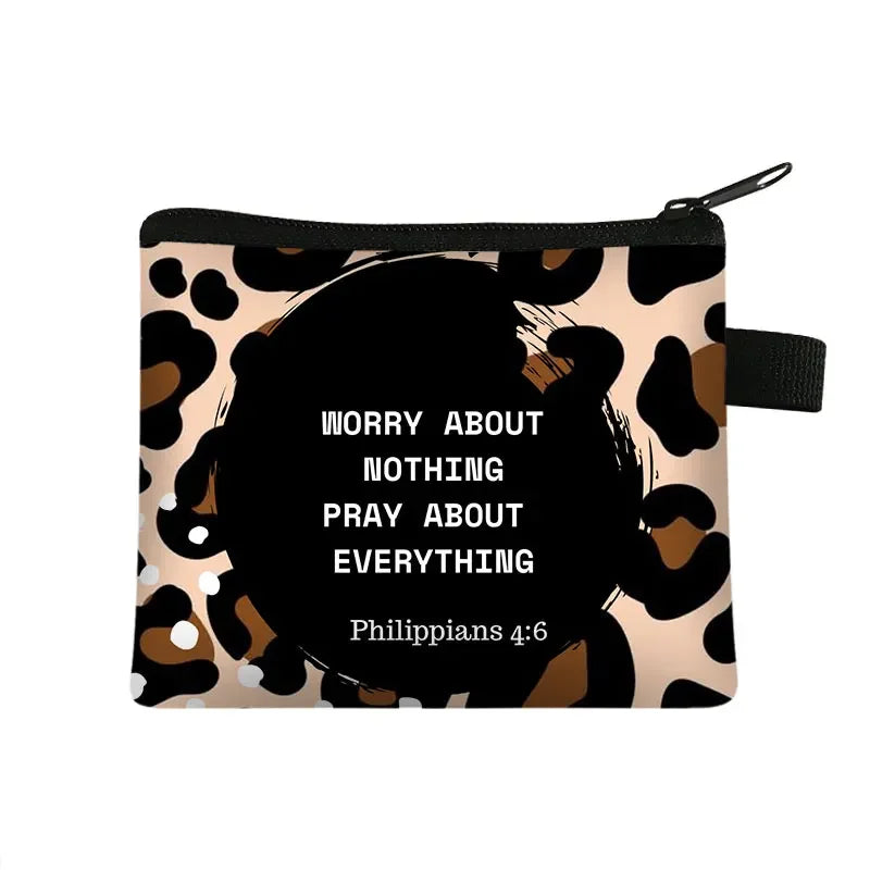 Christian Bible Verse Coin Purse Women Wallet The Lord Sustains Me Money Bag Small Handbag Floral Purses ID Credit Card Holder