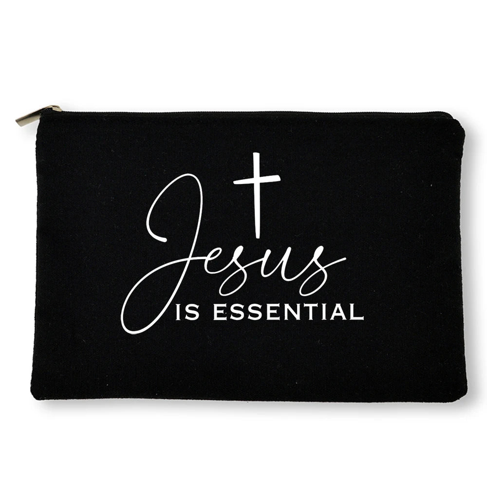 Jesus He Will Be There for You Make Up Organizer Canvas Cosmetic Bag for Women  Pencil Pouch Bag Christian Holiday Female Gifts