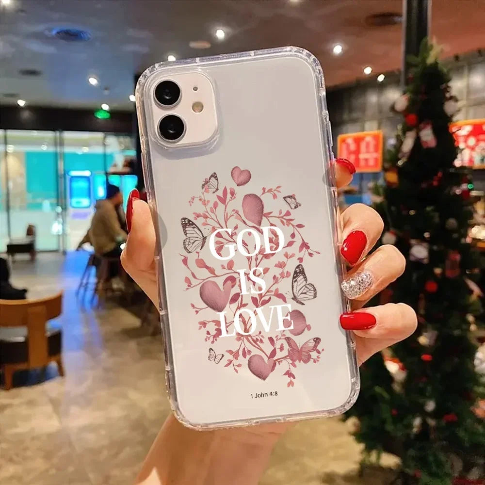 Christian Aesthetic Clear Phone Case for Iphone 16 11 15 14 13 12 Pro Max XR Plus Cover Birthday Christmas Gifts for Women