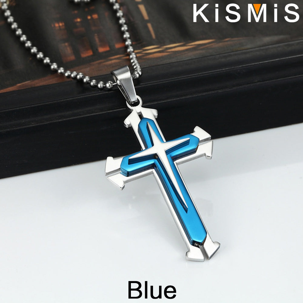 1PC Stainless Steel Cross Necklace Pendant Jewelry