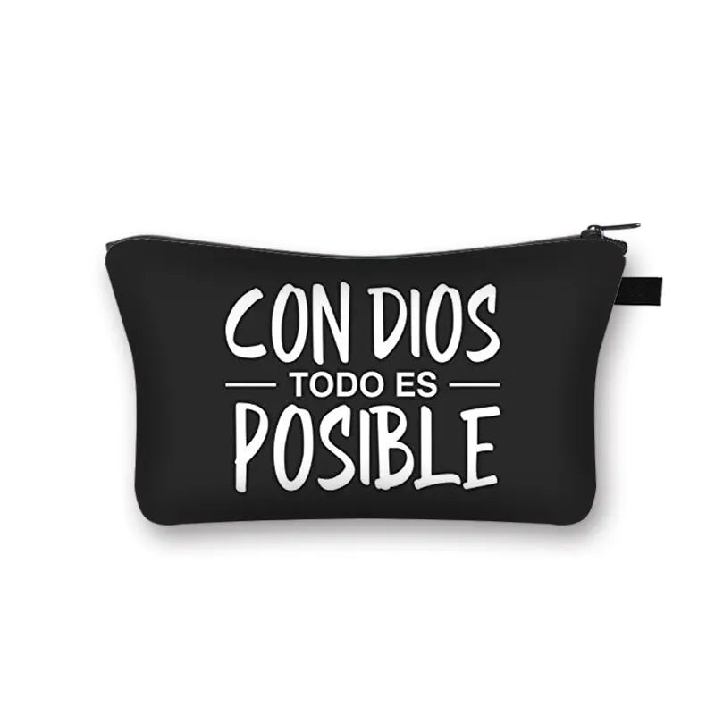 Christian Bible Verse in Spanish Cosmetic Case Con Dios Todo Es Posible Makeup Bag Dios Es Amor Beauty Bag Wash Bag Cosmetic Bag