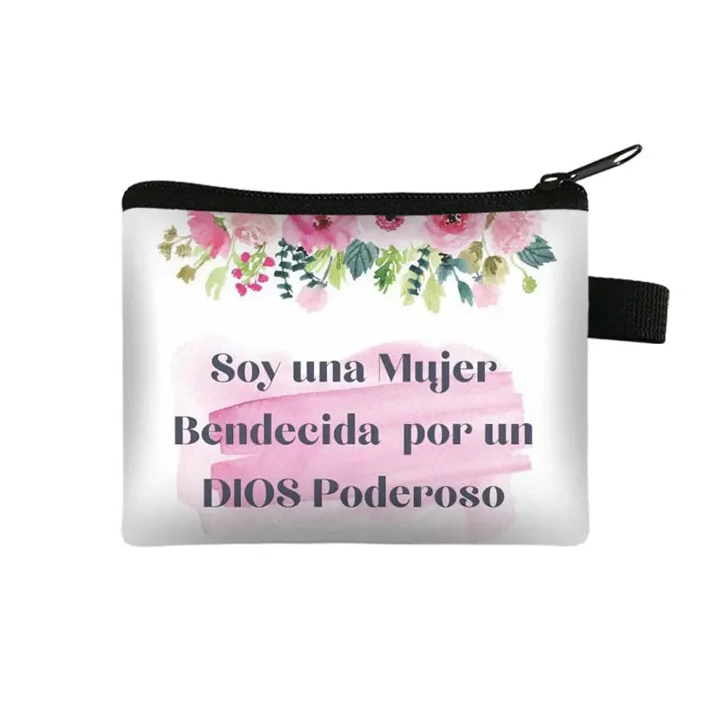 Bible Verse in Spanish Wallet Women Coin Purse Christian Gift Con Dios Todo Es Posible Money Bag Dios Es Amor Small Purses