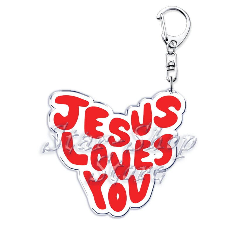 Jesus Loves You Letter Keychains Christian God Bible Quote Keyring for Accessories Bag Pendant Key Chain Jewelry Fans Lover Gift