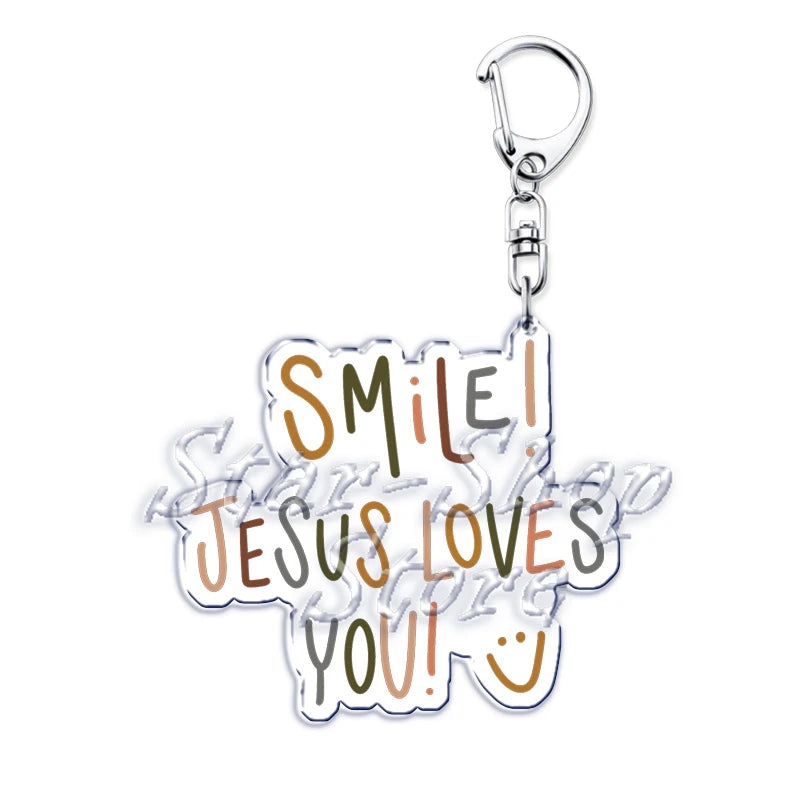 Jesus Loves You Letter Keychains Christian God Bible Quote Keyring for Accessories Bag Pendant Key Chain Jewelry Fans Lover Gift