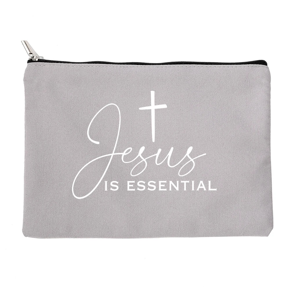 Jesus He Will Be There for You Make Up Organizer Canvas Cosmetic Bag for Women  Pencil Pouch Bag Christian Holiday Female Gifts