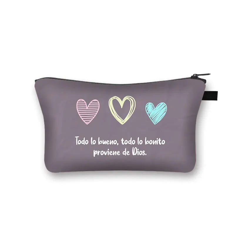 Christian Bible Verse in Spanish Cosmetic Case Con Dios Todo Es Posible Makeup Bag Dios Es Amor Beauty Bag Wash Bag Cosmetic Bag