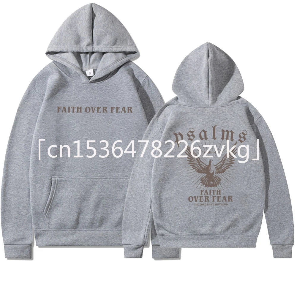 Faith Over Fear Hoodie Bible Verse Shirt Christian Clothes Christian Merch Jesus Is King Motivational Sweater Religious Hoodies