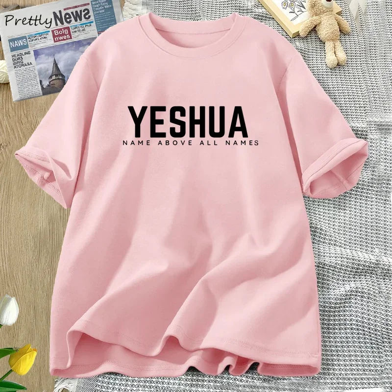 Vintage Yeshua Christian T-Shirt Women Faith Tshirt Jesus Cotton Short Sleeve Letter Print T Shirt Unisex Streetwear God Tops