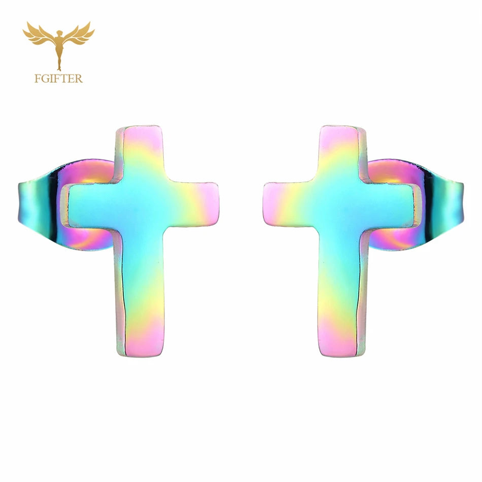12 Pairs Pack Stainless Steel Earrings Set Cross Jesus Ear Studs Piercing Jewelry Wholesale Christian Catholicism Accessories