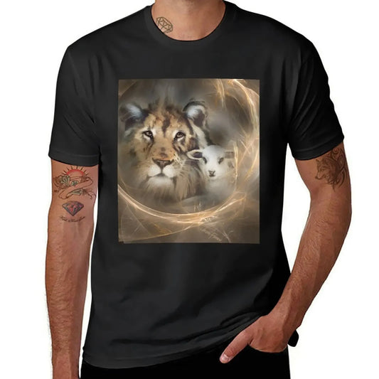 Lion Lamb Christ Jesus Christian Spirituality Gifts Popular Best Selling Beautiful Men's T Shirts