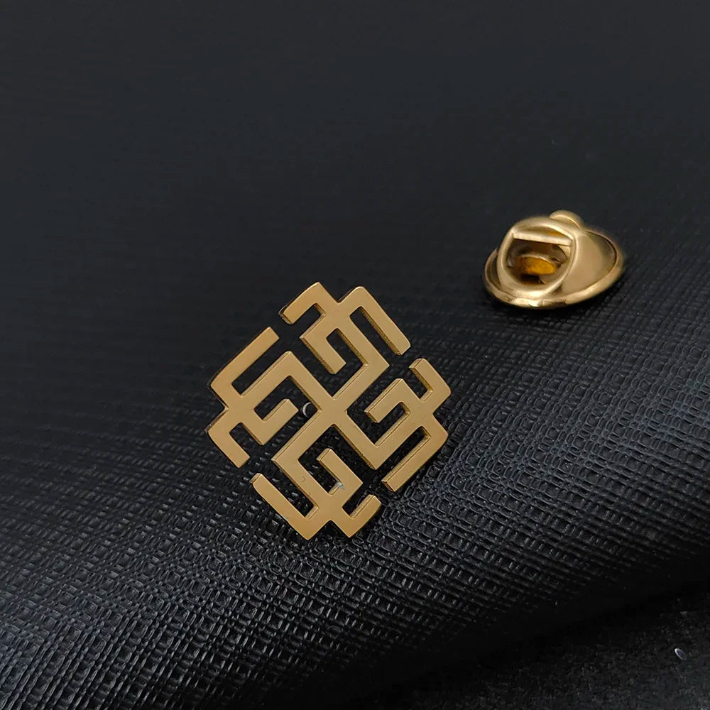 Retro Cross of Lilies Brooches for Men Stainless Steel Christian Cross Symbol Badge Groom Suit Lapel Pin Wedding Accessories