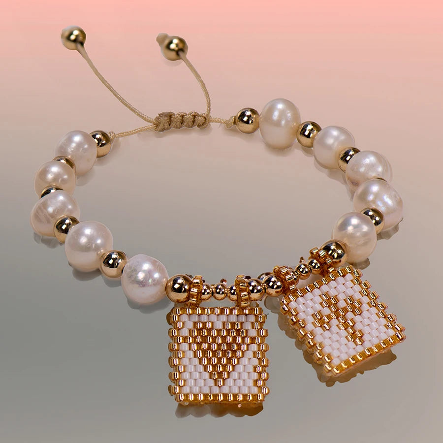 Woven Pearl Cross Heart Bracelet Beaded Miyuki Boho Christian Religious Charm Jewelry Womens 2025 um Fashion Love Blessing Gift