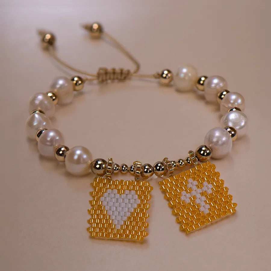 Woven Pearl Cross Heart Bracelet Beaded Miyuki Boho Christian Religious Charm Jewelry Womens 2025 um Fashion Love Blessing Gift