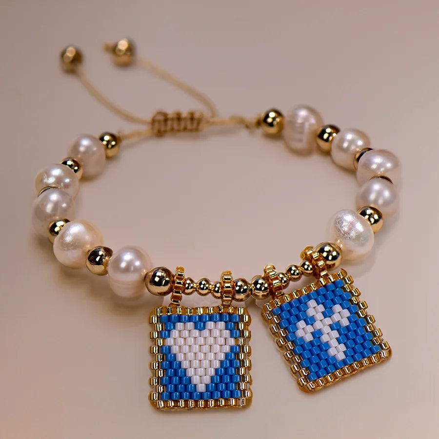 Woven Pearl Cross Heart Bracelet Beaded Miyuki Boho Christian Religious Charm Jewelry Womens 2025 um Fashion Love Blessing Gift