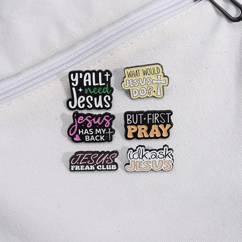 Jesus Club Enamel Pin Jesus Has My Back Emblems Religion Brooches Lapel Badge Jewelry Gifts For Christian