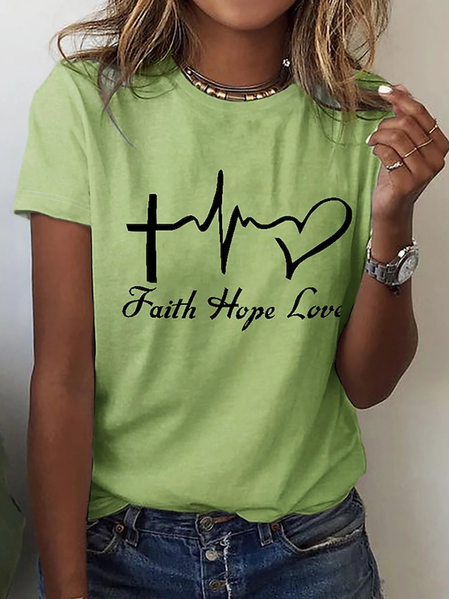 Letter Print T-shirt, Casual Crew Neck Short Sleeve Top for Spring & Summer, Women's Clothing