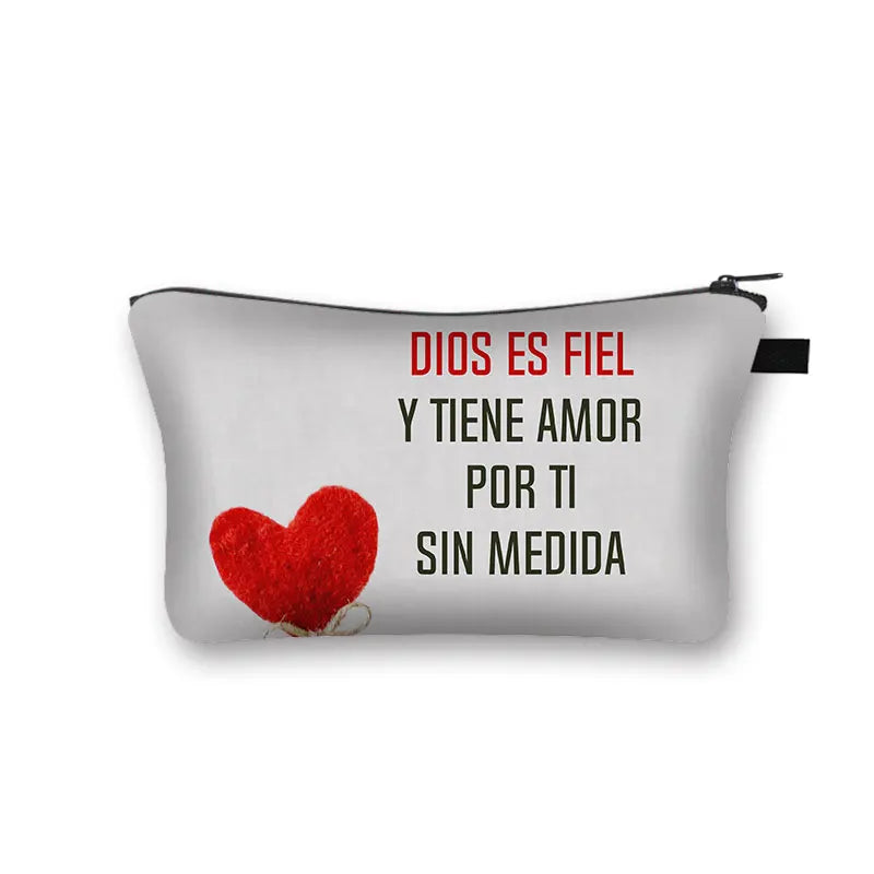 Christian Bible Verse in Spanish Cosmetic Case Con Dios Todo Es Posible Makeup Bag Dios Es Amor Beauty Bag Wash Bag Cosmetic Bag