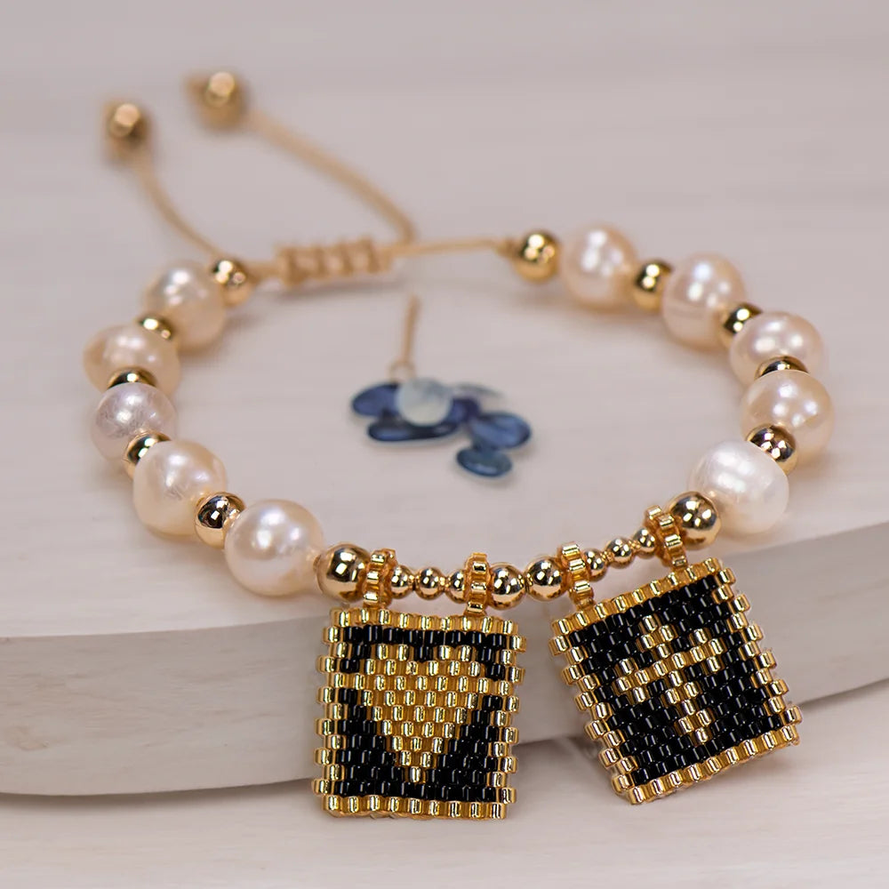 Woven Pearl Cross Heart Bracelet Beaded Miyuki Boho Christian Religious Charm Jewelry Womens 2025 um Fashion Love Blessing Gift