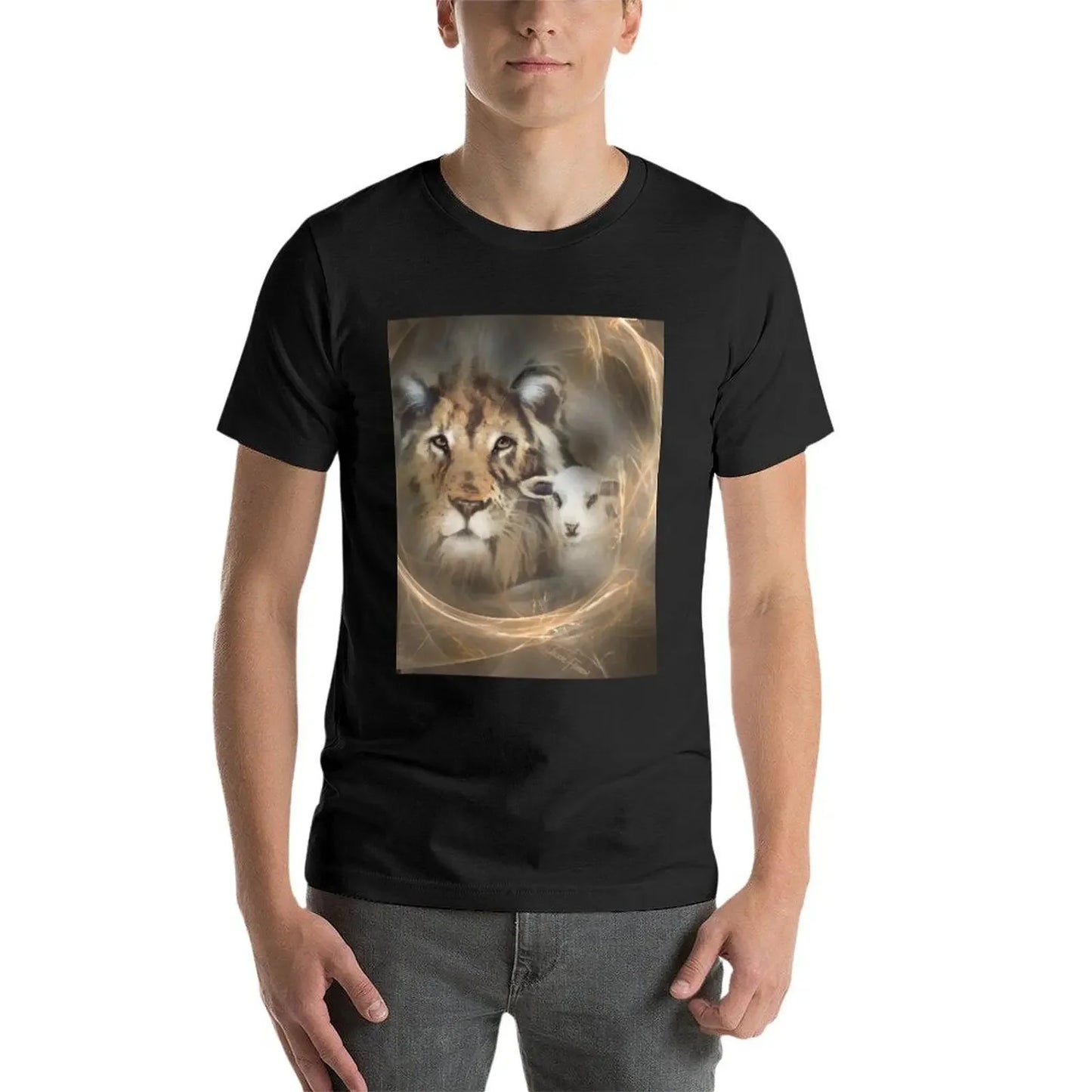 Lion Lamb Christ Jesus Christian Spirituality Gifts Popular Best Selling Beautiful Men's T Shirts