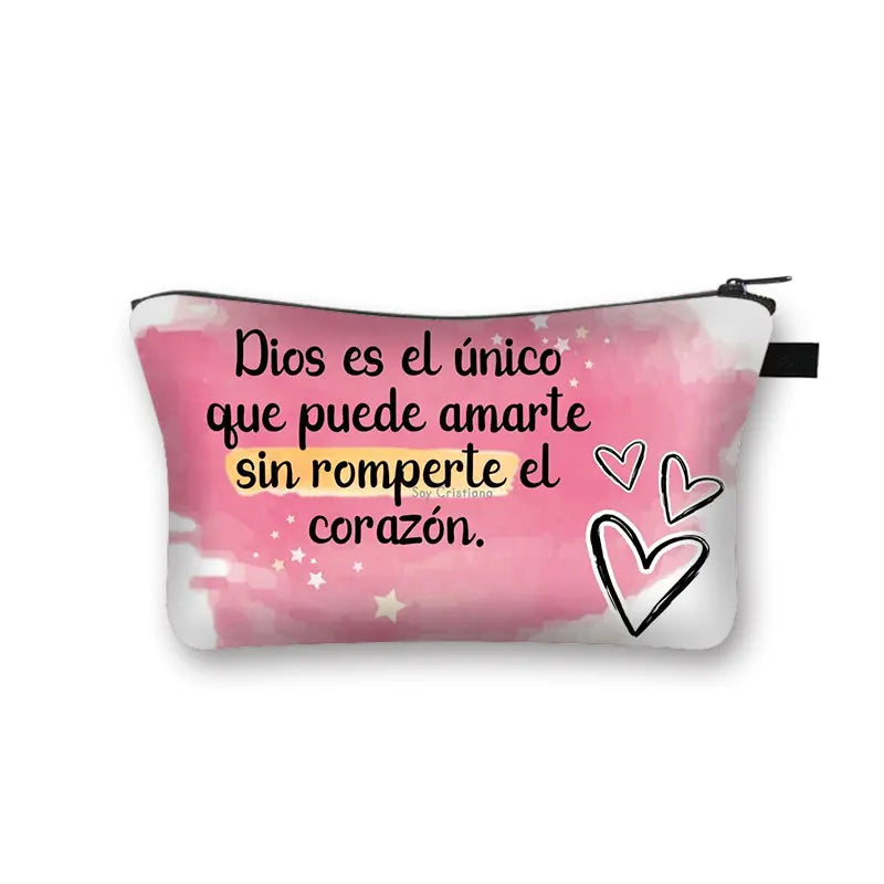 Christian Bible Verse in Spanish Cosmetic Case Con Dios Todo Es Posible Makeup Bag Dios Es Amor Beauty Bag Wash Bag Cosmetic Bag